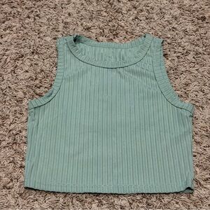 SHEIN Mint Green Striped Crop Top